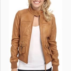 Lucky brand leather bomber jacket